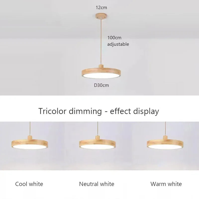 Nordic Wooden Pendant Light: Ultra-thin Acrylic Lampshade for Living Room, Bedroom, Beside, Study, Hotel Lamp - LED Lighting Fixture