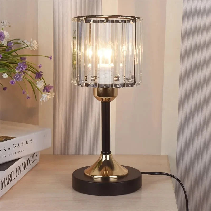 Nordic Crystal Table Lamp - Touch Dimming Desk Lamp for USB Rechargeable Night Light, Ideal for Coffee Bars, Hotels, and Bedroom Decor