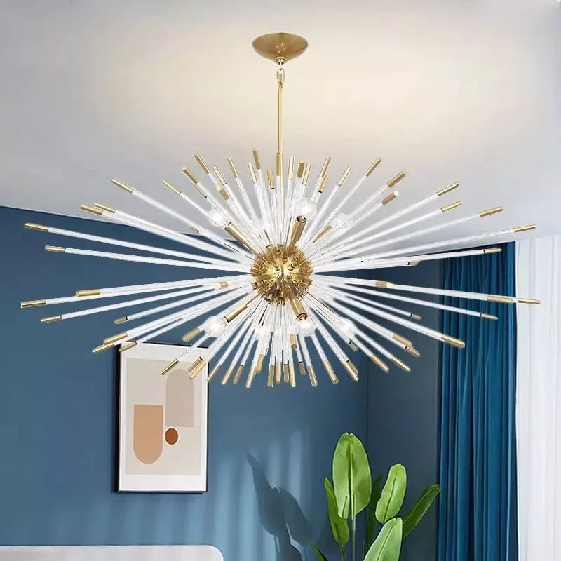 Crystal Dandelion Ceiling Chandelier - Luxury LED Hanging Lamp for Living Room, Hall, Restaurant