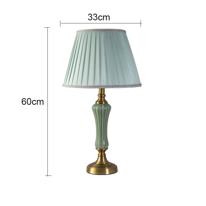 Modern Hotel Bedside Lamp Table Ceramic Light - Nordic Ins Fabric Desk Light - Household Foyer Living Room Bedside Study Desk Lamp