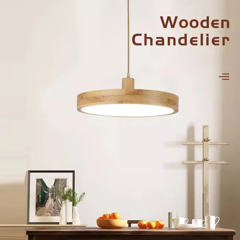 Modern Ultra-thin LED Wooden Pendant Lamp for Elegant Living Spaces