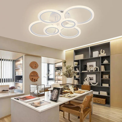 Modern LED Ring Chandelier – Smart Ceiling Mount Light for Living Room and Bedroom