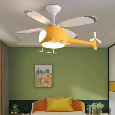 Cartoon LED Ceiling Lamp Helicopter Fan Chandelier for Children's Room Living Room Bedroom Indoor Lighting Fixture Luster