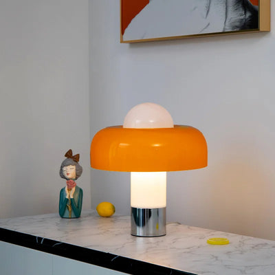 Brumbry Table Lamp - Modern Simple Bedroom Bedside Italian Orange Glass Mushroom Lamp - Decorative Restaurant Sofa Light