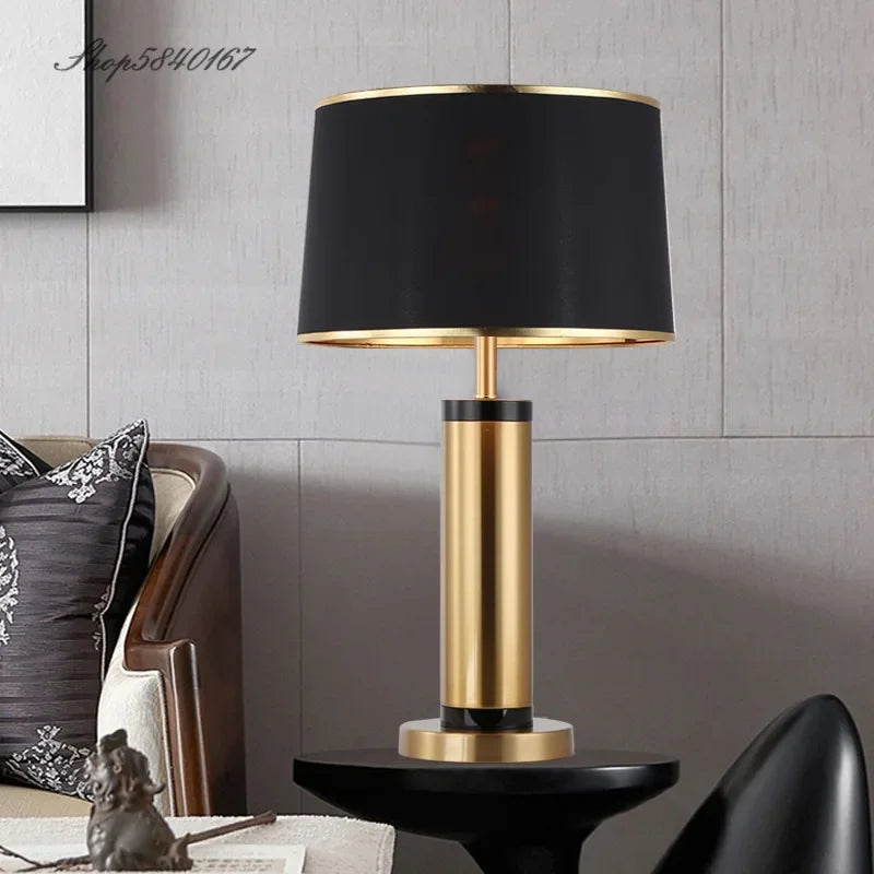 Modern Copper Table Lamp - Sleek Minimalism for Bedroom and Living Room Decor