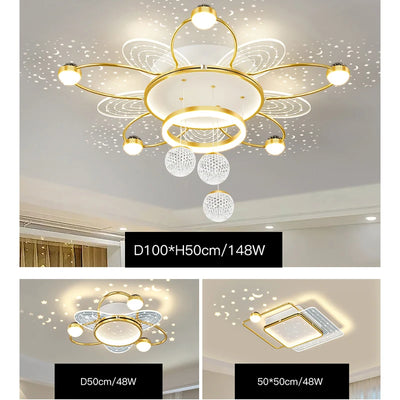 Modern Stars Shadow Ceiling Chandeliers - Nordic Gold LED Pendant Lights for Living Dining Room Hall Home Decor Bedroom Lamps Fixture