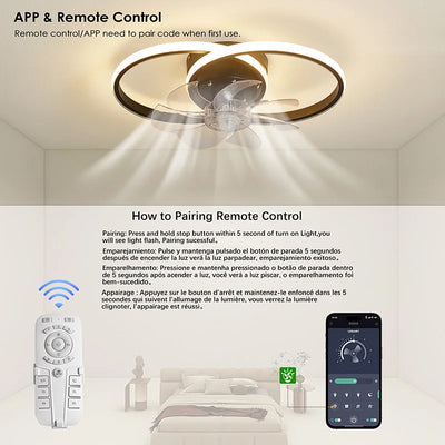 Modern Ceiling Fan with Remote and APP Control - Smart Silent Ceiling Fans