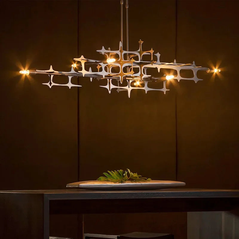 Retro Industrial Chandelier - Luxury Stainless Steel Lighting Fixture for Restaurants and Living Spaces