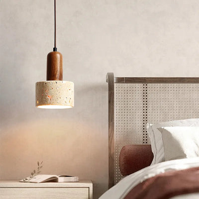 SANDYHA Retro Yellow Hole Stone Bedside Pendant Lamp