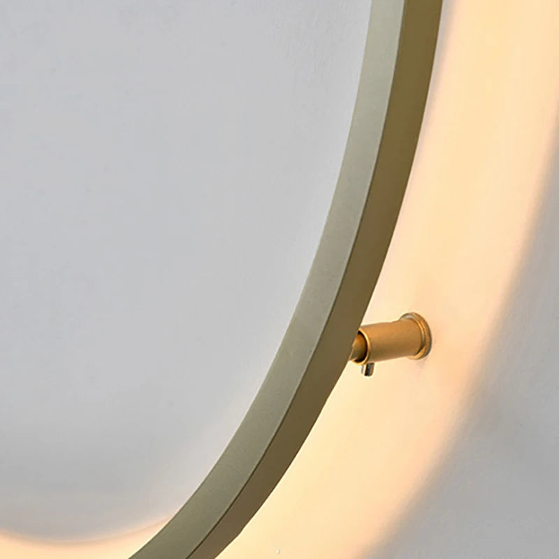 Dimmable Aluminium Ring Wall Lamp with USB Plug - Black and Gold for Bedroom, Parlor, and Hotel Aisle