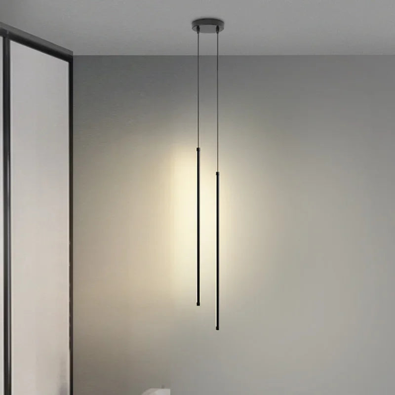 Modern Straight LED Chandelier - Black