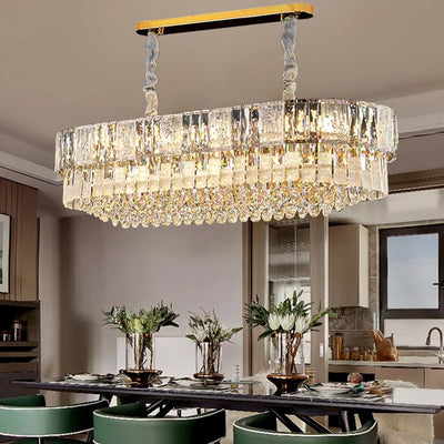 Modern Luxury Crystal LED Ceiling Chandelier - Gold Hanging Lamps for Living Room, Lustre Lighting