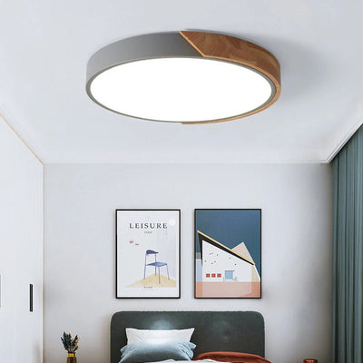 Wood Round LED Ceiling Lights | Modern Lighting Fixture for Children's Bedroom, Restaurant, and Home Decor