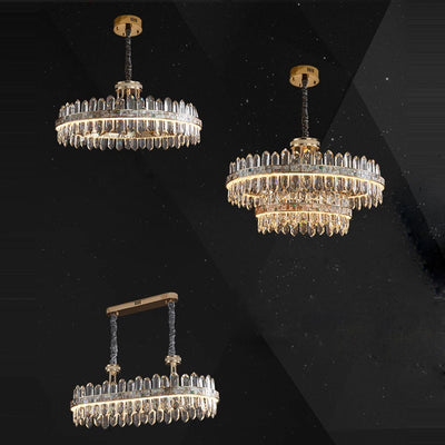 LED Golden Chrome Silver Crystal Hanging Lamps Chandelier Lighting Suspension Luminaire Lampen for Living Room