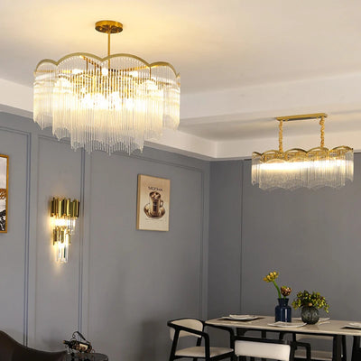 Clear Glass Ceiling Chandelier 2024 New Golden Hanging Lamps for Ceiling Modern LED Light Home Decoration Lustre for Living Room