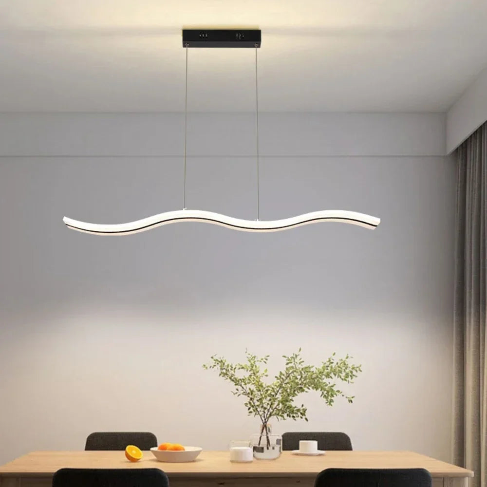 Modern LED Pendant Lamp – Minimalist Strip Chandelier for Living Room, Dining Room, and Kitchen