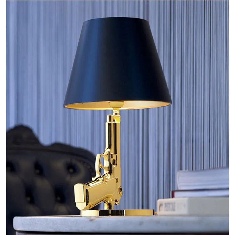 Modern Gold Chrome AK47 Table Lamp: Guns Table Lamp Design for Bedroom Living Room Bar Decoration