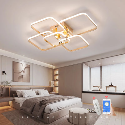 Modern Ceiling Chandelier - Gold Chrome Living Room Dimmable Bedroom Ceiling Light with 3-6 Heads for Kitchen Lamp