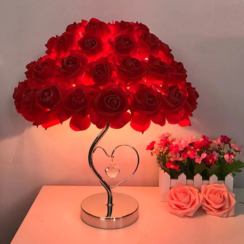 European Table Lamp Rose Flower LED Night Light - Perfect for Bedside, Home Wedding Party Decor, Creating Atmosphere and Sleep-Friendly Lighting