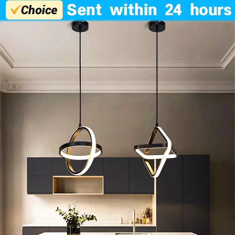 Modern LED Pendant Light | Black Chandelier for Dining Room & Bedroom