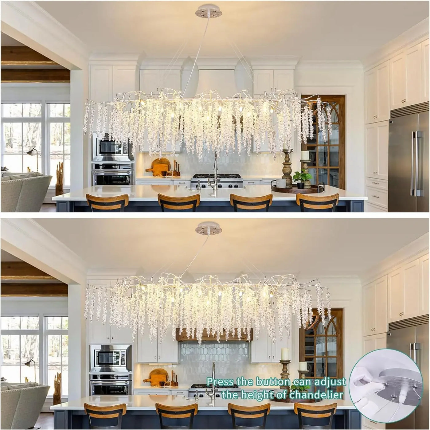 Modern Silver Crystal Branch Chandelier - Illuminate Your Living Space with Contemporary Elegance