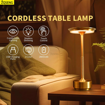 Touch Rechargeable Table Lamp – Wireless LED Desk Lamp for Home, Bar, and Outdoor Use