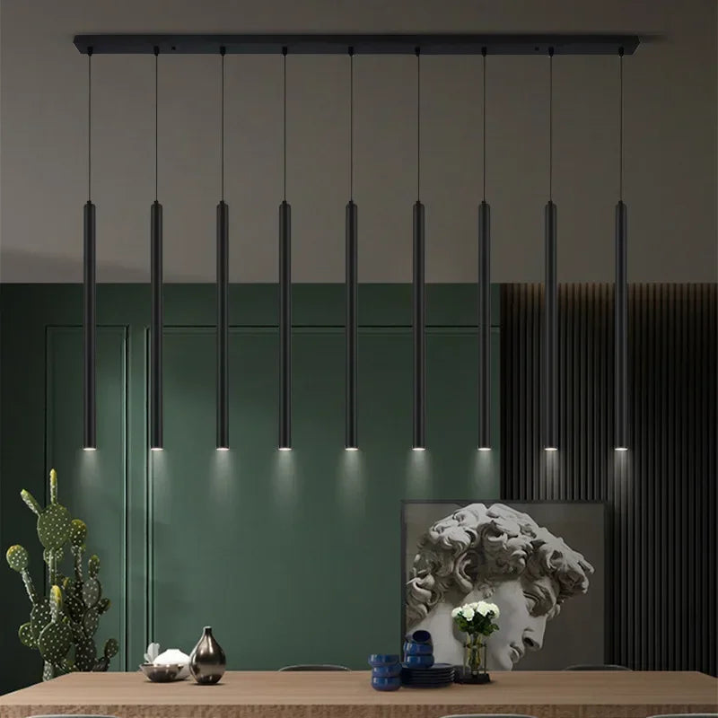 Modern Linear LED Pendant Light - Matte Black Finish