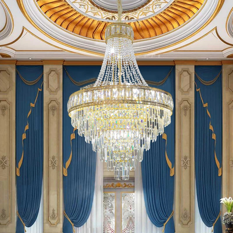 Modern Chandelier Round Living Room Decoration Banquet Hall Large Gold Luxury Crystal Light