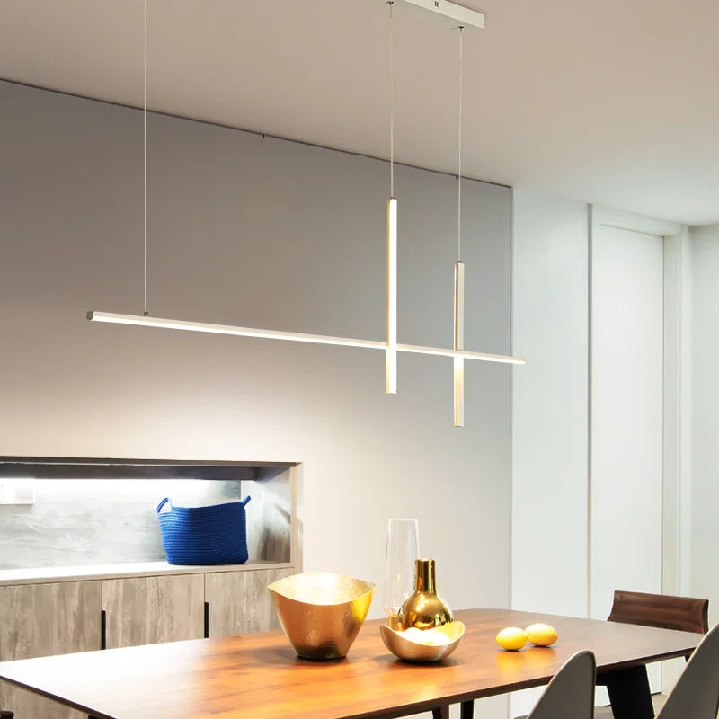 Modern Minimalist LED Chandelier – Dimmable Black Pendant Lamp for Dining Room, Kitchen, or Bar