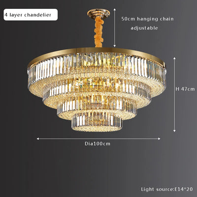 Modern Luxury Crystal Ceiling Chandelier - Elegant LED Gold Light Fixture for Large Living Rooms