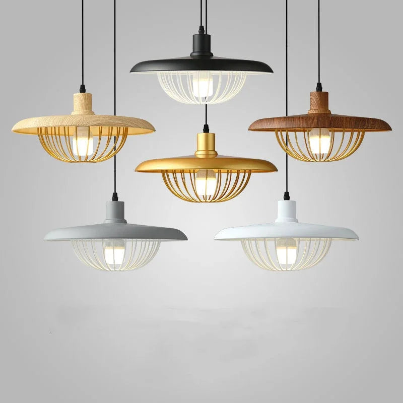 Modern Luxury Walnut Metal Iron Flying Saucer Pendant Light: Elevate Your Space with Creative Elegance