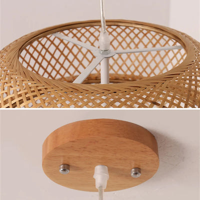 Classic Bamboo Lustre Chandelier - Handmade Rattan Pendant Light Fixture