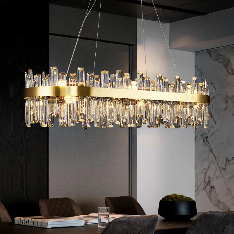 Modern Smoke Grey Crystal Chandelier - Luxury LED Hanging Lamp for Dining Table, Living Room, Bedroom