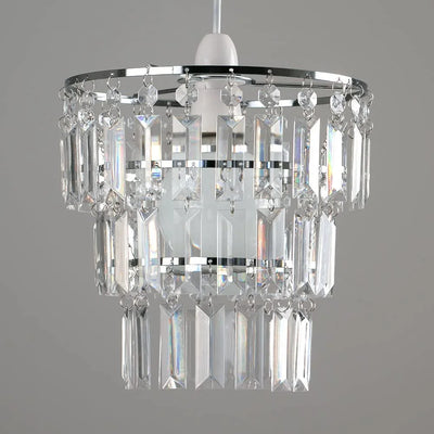 Modern 3-Tier Clear Beaded Chandelier: Elegant Acrylic Droplet Lampshade