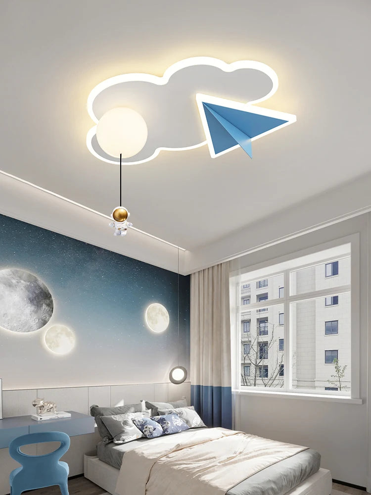 Children's Room Ceiling Lamp - Cartoon Astronaut Aircraft Cloud Light