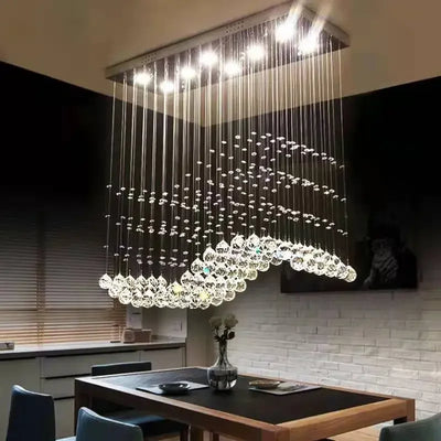 Nordic Crystal Modern LED Rectangle Chandelier - Home Decoration Light Fixtures for Living Dining Room, Cafe, Office, Hotel