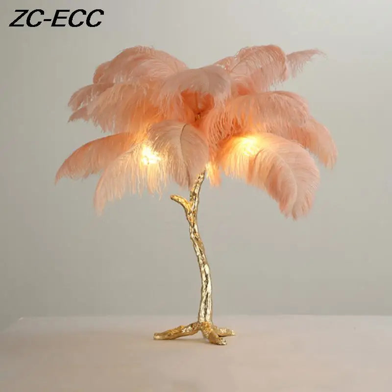 Nordic Luxury Ostrich Feather LED Table Lamp - Feather Floor Light