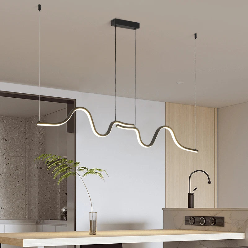 Minimalist Linear LED Pendant Light for Tubular Restaurant Kitchen Office Coffee