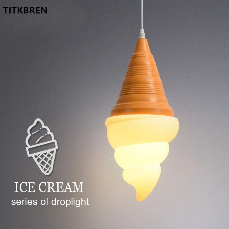 Creative Ice Cream Cone Pendant Lights for Children's Bedroom and Decorative Lighting