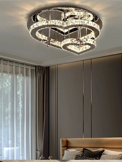 Modern LED Heart Shaped Crystal Chandelier - Illuminate Your Living Space with Love and Elegance