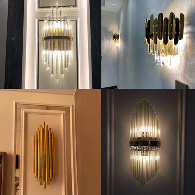 Crystal Golden Modern LED Wall Light - Elegant Sconce Lamp for Bedroom, Living Room, Bathroom