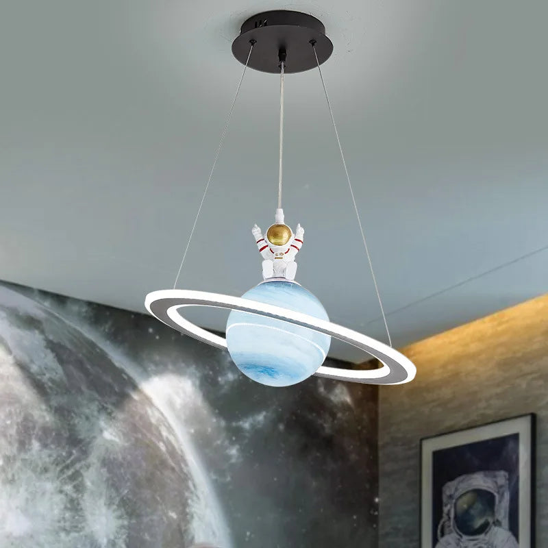 Planet Spaceman Pendant Lights - Whimsical LED Hanging Lamp for Children's Bedroom and Interior Decor