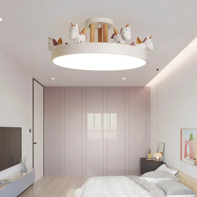 Nordic Cartoon Resin Unicorn LED Ceiling Light - Adorable Bedroom Decor for Children's Rooms