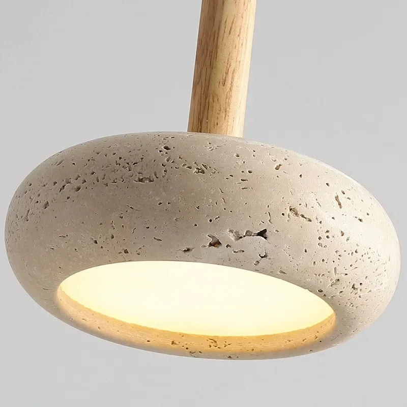 Wabi Sabi Travertine Pendant Light: Modern Natural Stone Chandelier for Home and Dining