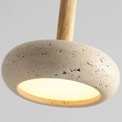 Wabi Sabi Travertine Pendant Light: Modern Natural Stone Chandelier for Home and Dining