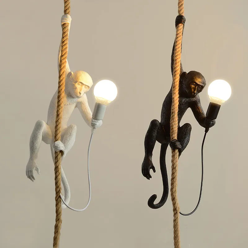 Modern LED Art Monkey Pendant Light - Whimsical Illumination for Creative Spaces