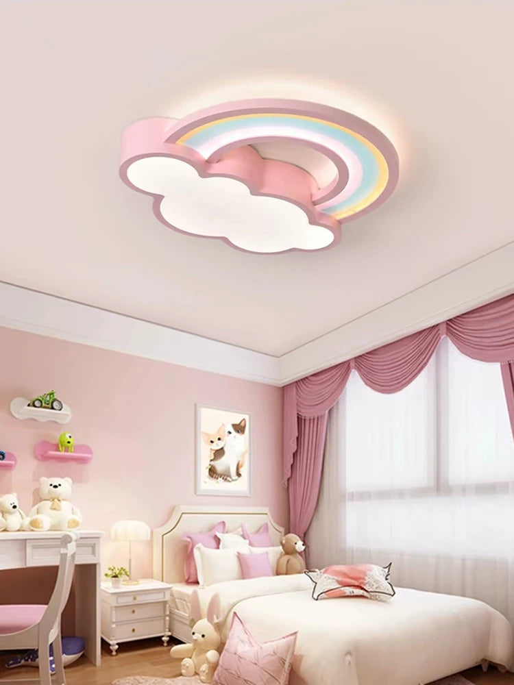 Cartoon Rainbow Clouds Ceiling Lamp - Warm and Cheerful Light Fixture for Children's Rooms