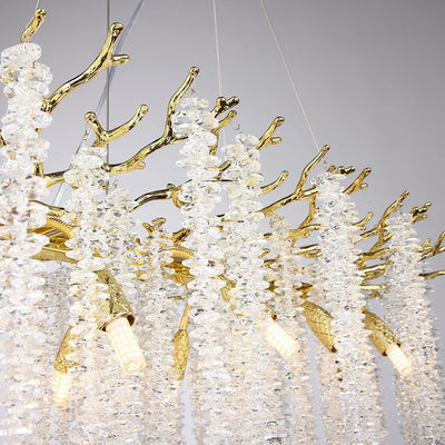 Luxury Round Gold Branch Crystal Chandelier - Elegant Lighting Fixture for Opulent Interiors