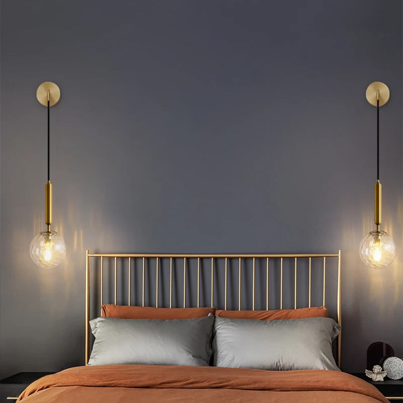 Nordic Glass Pendant Lights - Modern LED Lamp for Bedside Decor Lighting