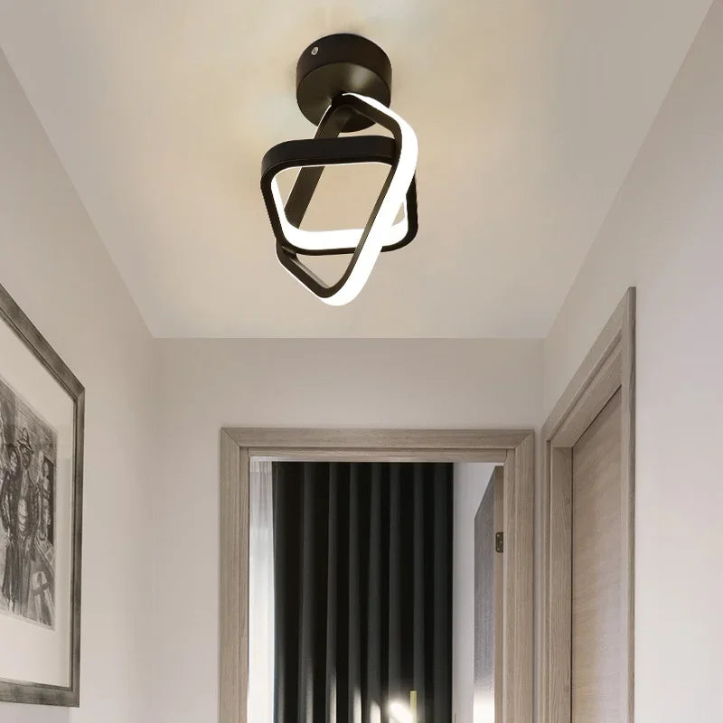 Small Modern Square LED Ceiling Light - 2 Rings Surface Lighting Fixture for Home Hallway, Balcony, Office Lustre